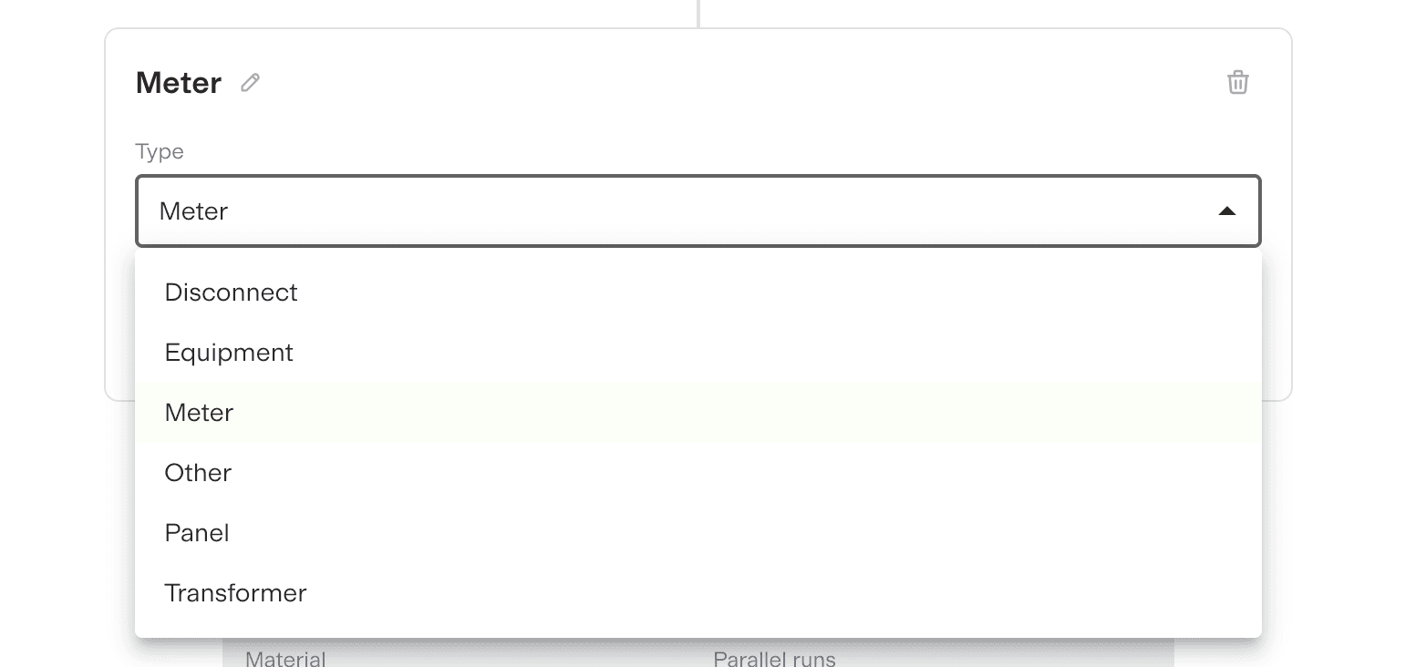 Adding named nodes and selecting equipment type in the distribution chain